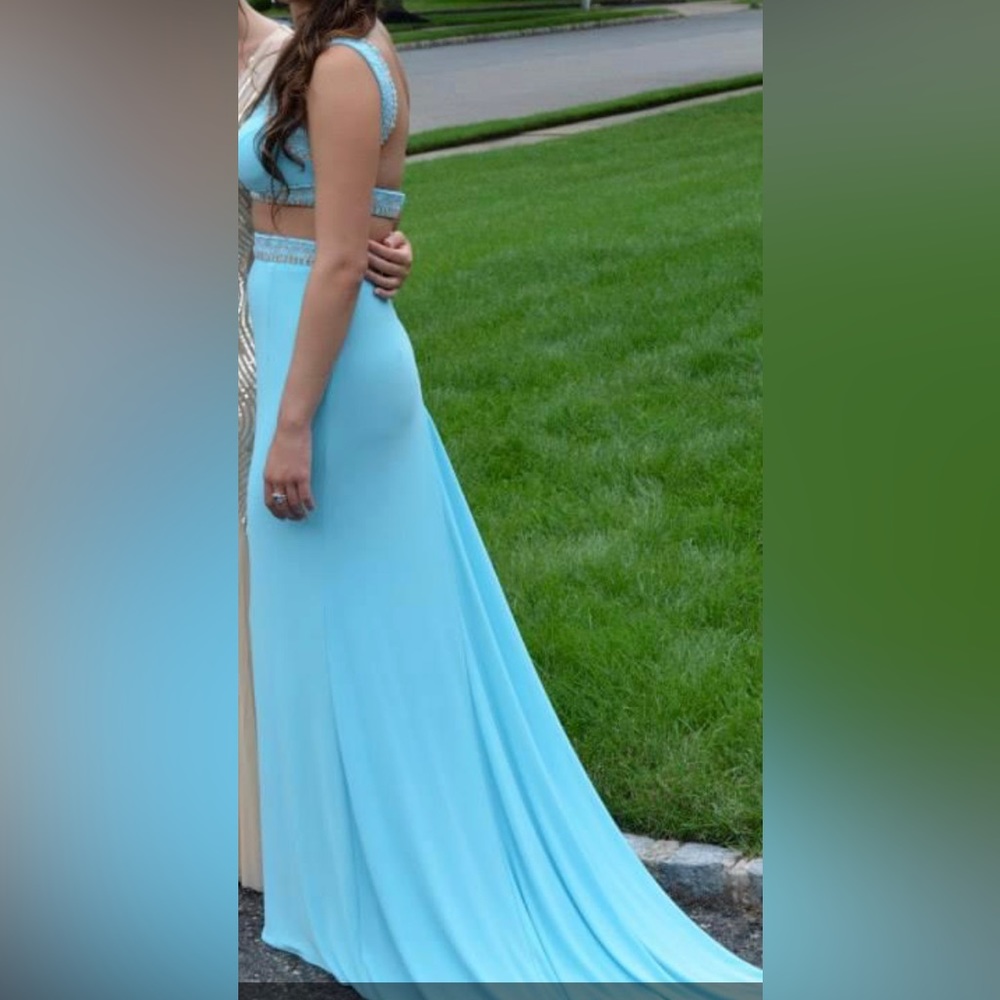 Blue two piece prom dress jovani